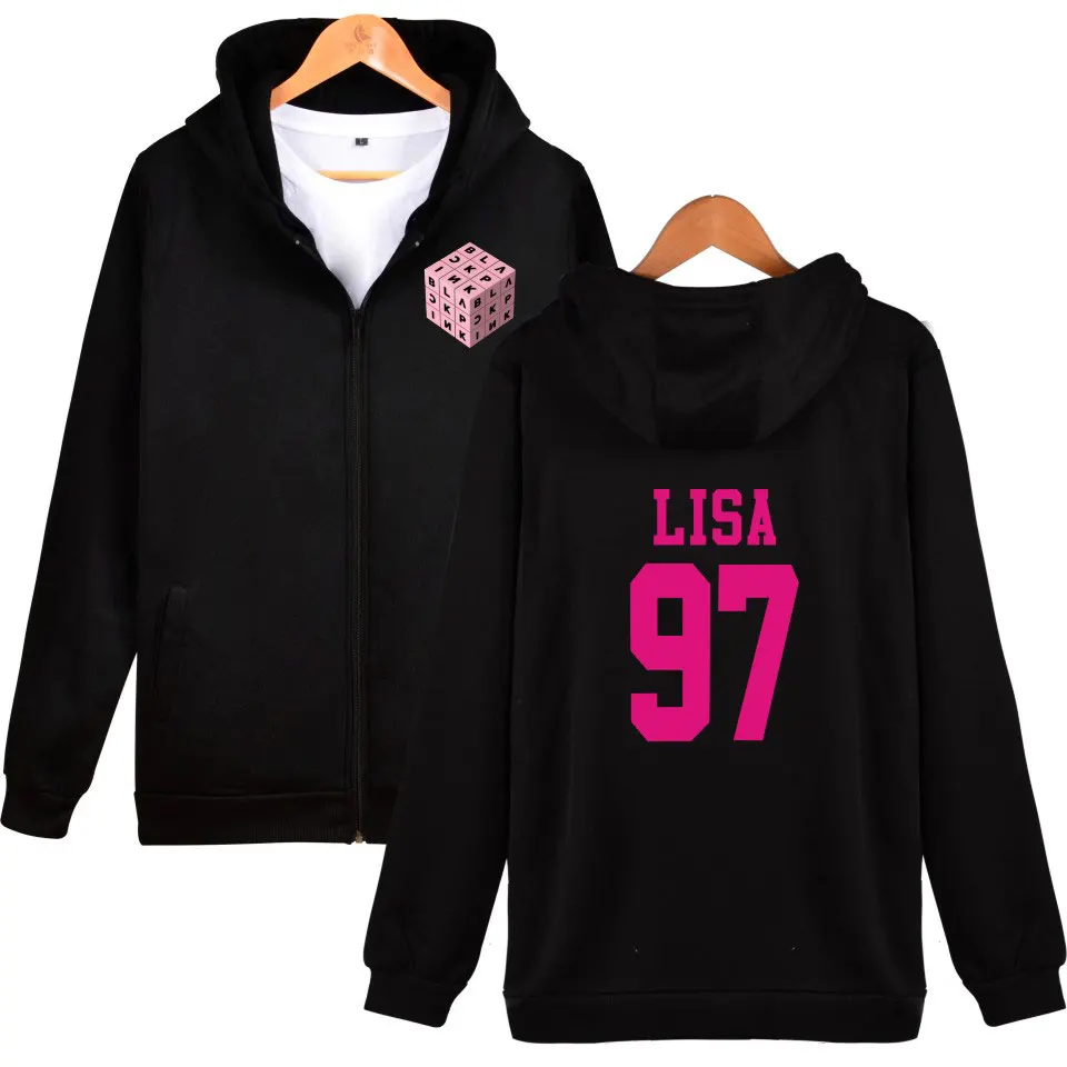 

BLACKPINK Group Kpop Hoodies Men/Women Zipper Fan Harajuku Cool And Fashion Casual Letter Kpop Tracksuit Hoodies Cool