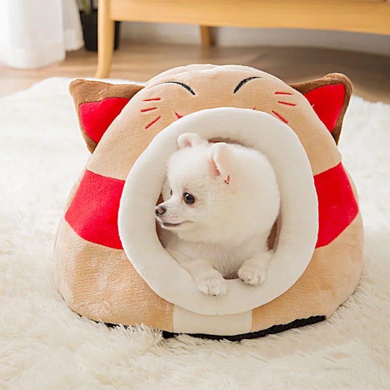 Red beckoning cat Домик для кошек, питомник, гнездо для домашних животных, подстилка в форме милого единорога, собачий питомник, диванная подушка, товары для домашних животных, кошек, рождественские подарки - Цвет: Red beckoning cat