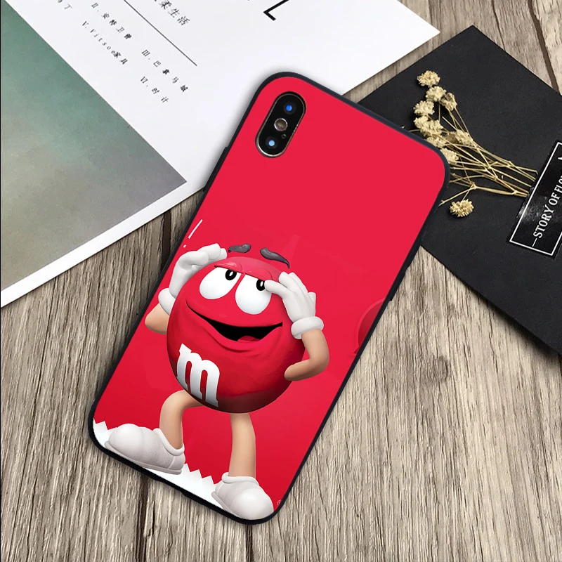 Милый M& M'S шоколадный конфетный чехол мягкий силиконовый черный чехол для телефона X XR XS Max для iPhone 6 6plus 7 8 plus 5 5S SE