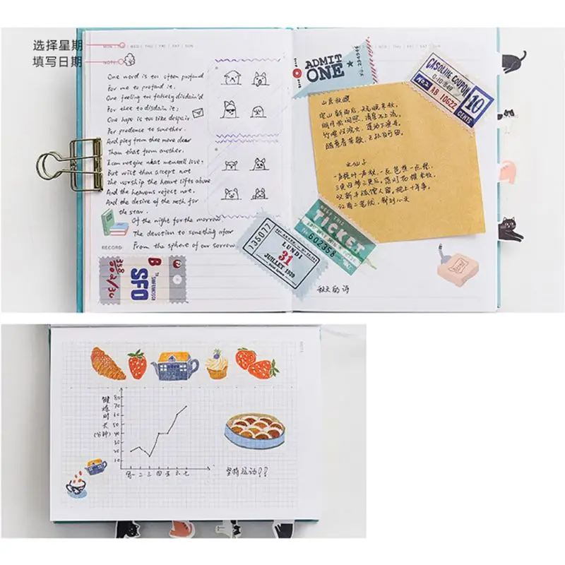 Kawaii List Diary Notebook Hand Book Planner Stationery with Tape Ruler Student