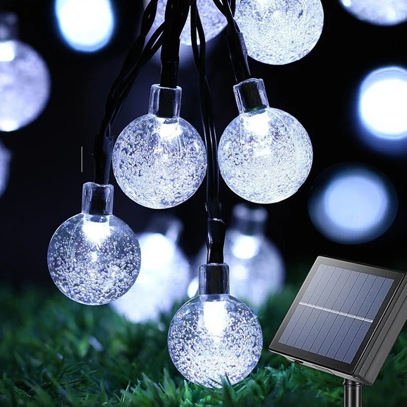 Solar String Lights Outdoor 100 Led Crystal Globe Light with 8 Modes Waterproof Solar Powered Patio Light for Garden Party Decor small solar lights