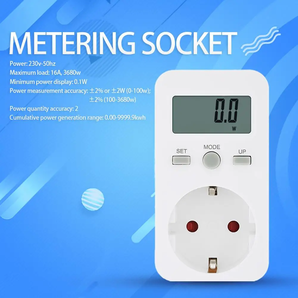 Digital Wattmeter LCD Energy Monitor Power Meter Electricity Electric Measuring Outlet Analy Usage Monitoring Socket EU | Обустройство
