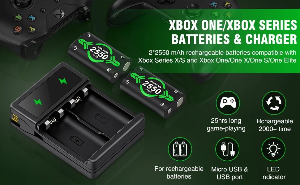 Paquete de 4 paquetes de baterías recargables de 3200 mAH para Xbox One  Controller Xbox Series