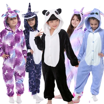 

Kigurumi Unicorn Sleepwear Boys Girls Totoro Jumpsuit Kids Onesies Children's Stitch Pikachu Fannels pajamas Cartoon Overalls