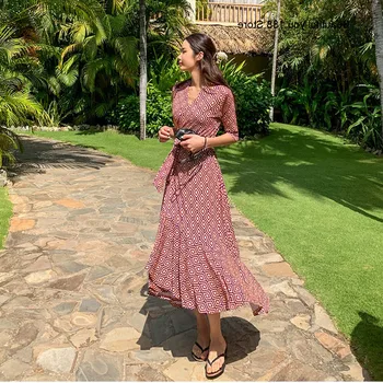 

protection Summer sun leisure holiday beach dress one-piece cardigan wrap dress lace split dress