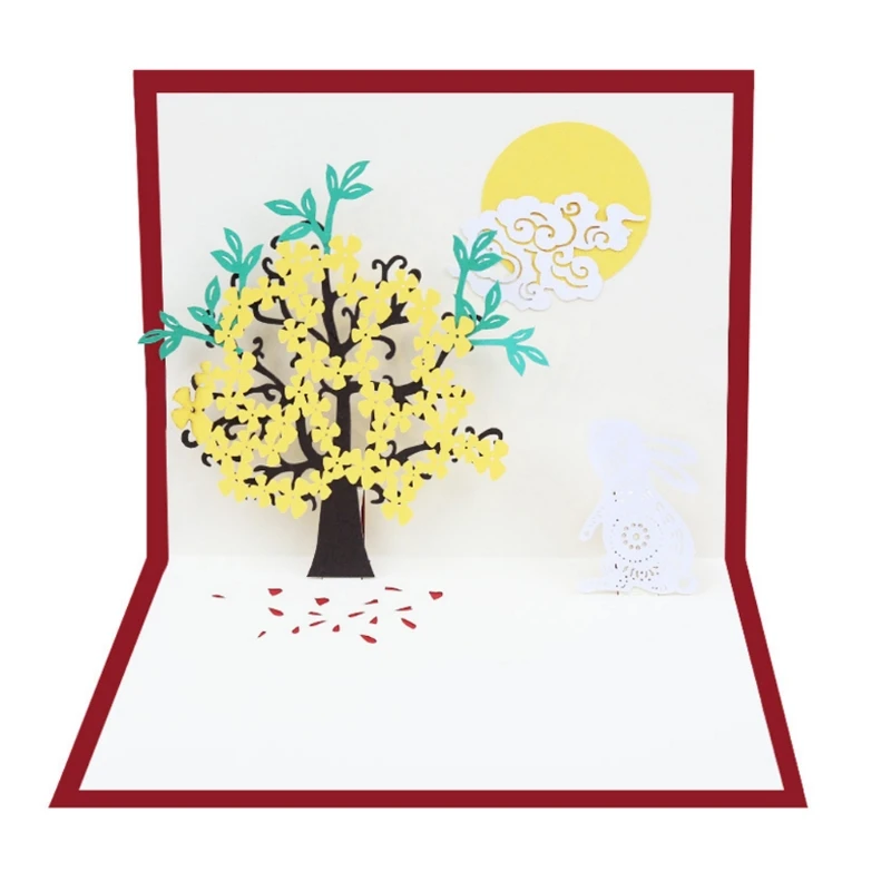  3D Pop Up Greeting Card Mid Autumn Festival Handmade Birthday Wedding Invitation D08D - 4.00036E+12