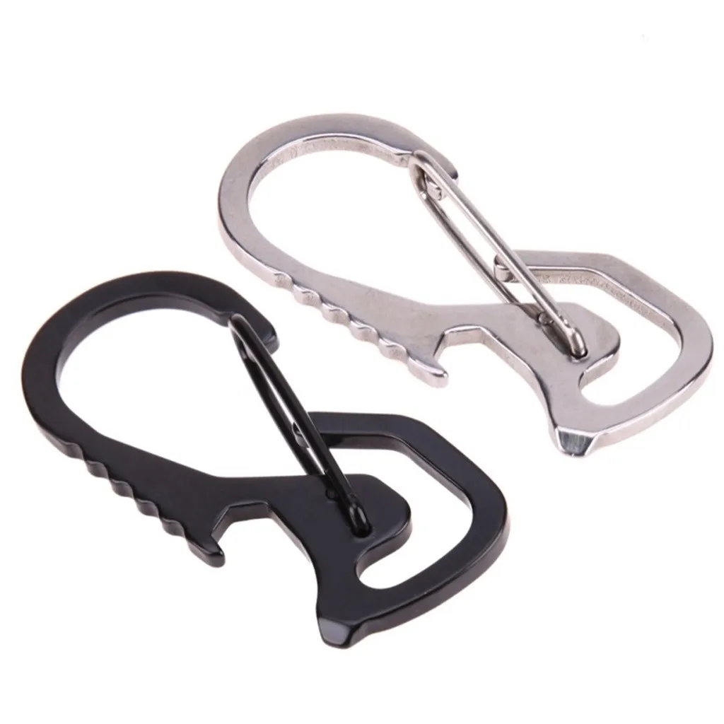 

1PC Stainless Steel Survival Multi Tools Carabiner Keychain Outdoor Camping Climbing Snap Clip Lock Buckle Hook Fishing Tool