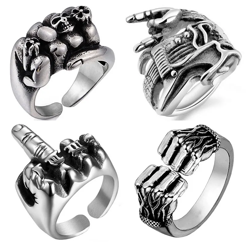 Простое кольцо на палец со стрелкой, античное серебро, регулируемое кольцо из нержавеющей стали, панк, вечерние, хип-хоп кольца, Anillos de plata