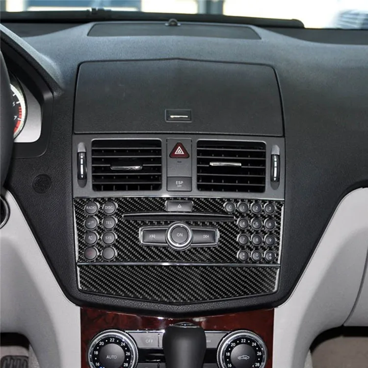 Наклейка из углеродного волокна, чехлы для интерьера, аксессуары для Mercedes-Benz C W204(2007-2013), внутренняя отделка, AC CD панель управления, наклейка