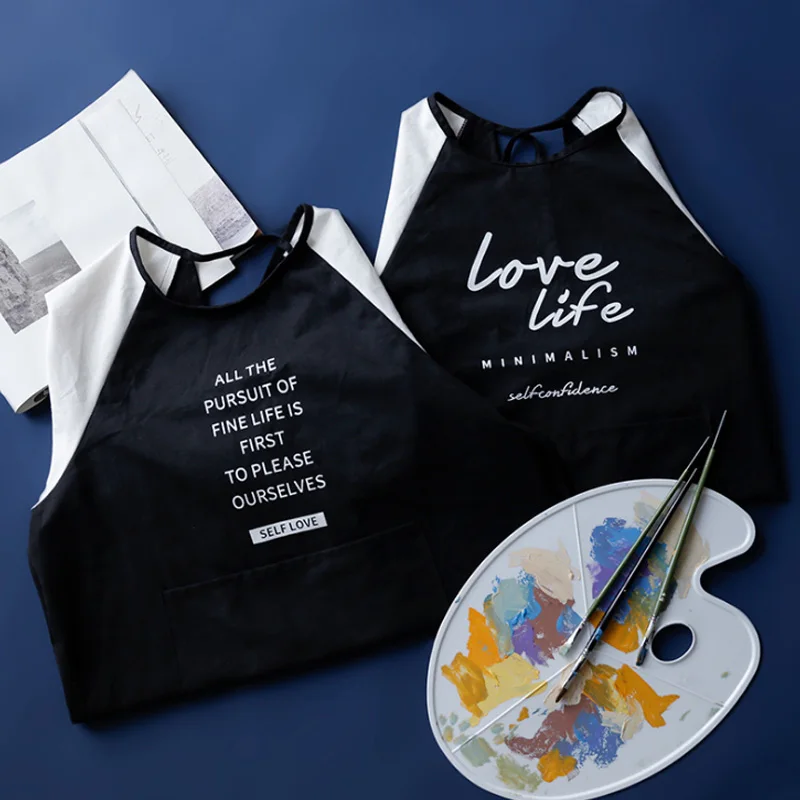 

Nordic Style Cotton Kitchen Long Sleeve Apron Antifouling Clothes Painting Handmade Housework Full Body Cover Cleaning Products