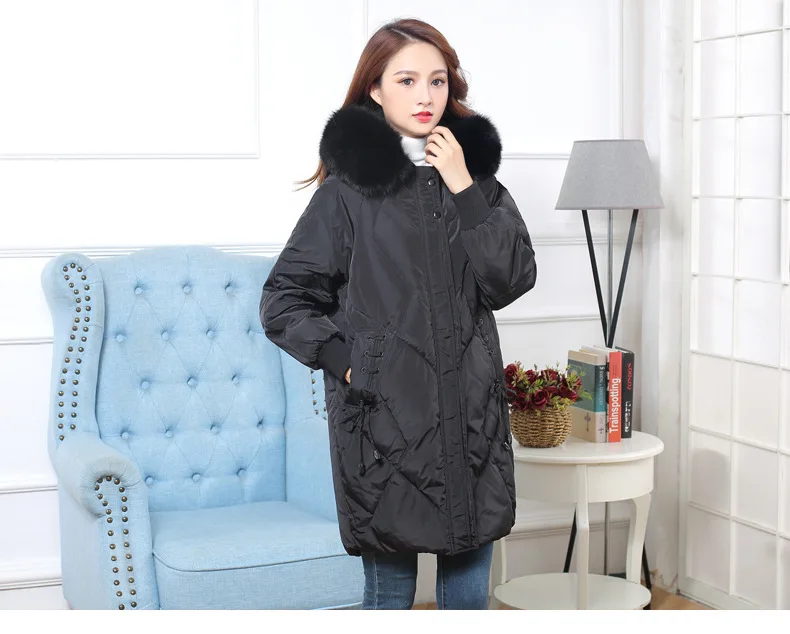Down jacket real fox fur collar woman new mid-long anti-season sale back season white duck down clearance explosion