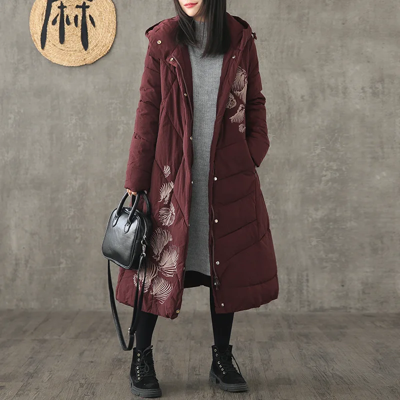 Max LuLu, китайский стиль, модные женские зимние куртки, панк стиль, уличная одежда, женские пальто с капюшоном, длинная одежда, повседневные парки - Цвет: brown