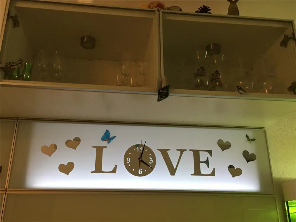 Декор зеркальные часы-наклейки 3d DIY любовь дома акриловые наклейки на стены стекло серебро кровать настенные часы стикер