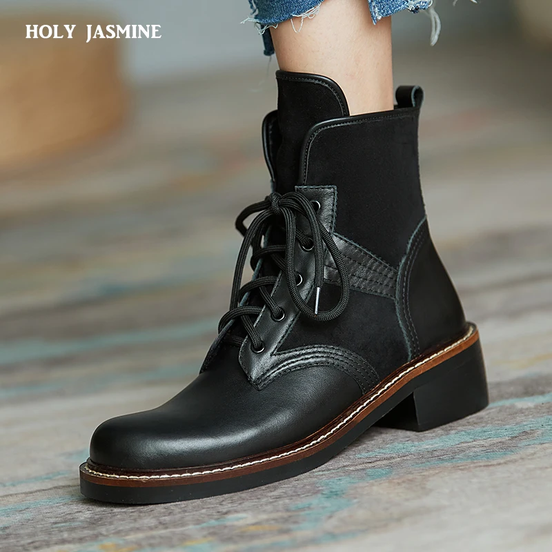 Boots Female Women Shoes Ankle 2020 Autumn British Wind Genuine Leather Thick with Short Boots Motorcycle Shoes Platform Boots Boots Female Women Shoes Ankle 2020 Autumn British Wind Genuine Leather Thick with Short Boots Motorcycle Shoes Platform Boots
