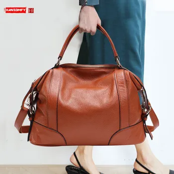 

2020 New Genuine Leather Women Handbag Female Head Layer Cowhide Bag Ladies Shoulder Messenger Bags Large Capacity