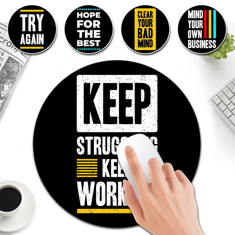 

Gaming Mouse Pads Stylish Desktop PU Leather PC Mousepad Phrase Pattern 22*22 cm Gamer Desk Mouse Mats Computer Accessories