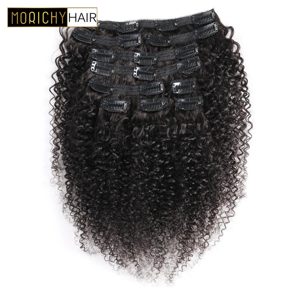 

Morichy Afro Kinky Curly Brazilian Non-Remy Hair Clip-In Human Hair Extensions 120 Grams/Set Clip-In Natural Black Color