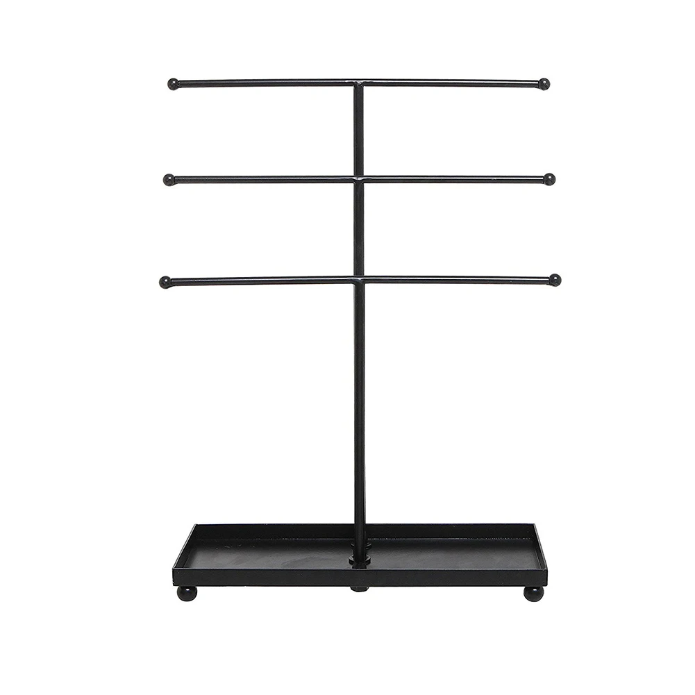 

Hanger Art Ring Tower Storage Racks Bracelet 3 Tier Iron Display Stand Earring Pendant Decorative Tray Organizer Necklace Holder