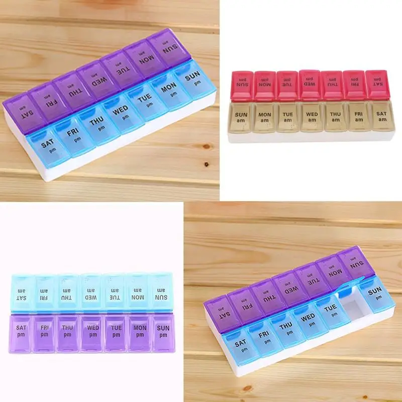 14 Grids 7 Days Weekly Pill Case Moisture-proof Medicine Tablet Organizer Pill Box Splitters Pill Storage Organizer Container