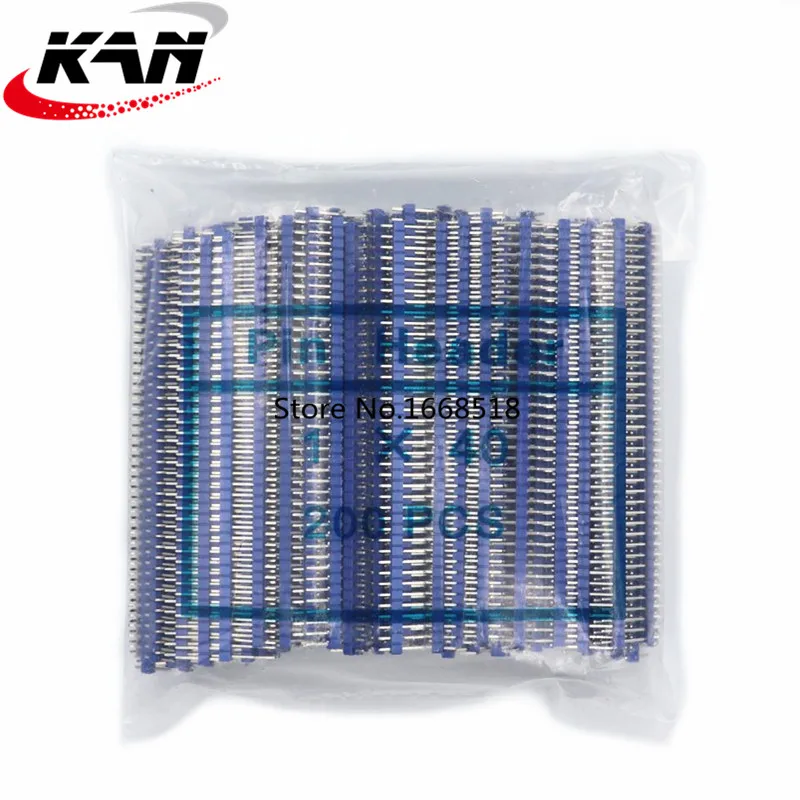 

Free shipping 200PCS/LOT 40P Blue 2.54mm Male Color Single Row Pin Header 1*40P 1X40P Pitch 2.54