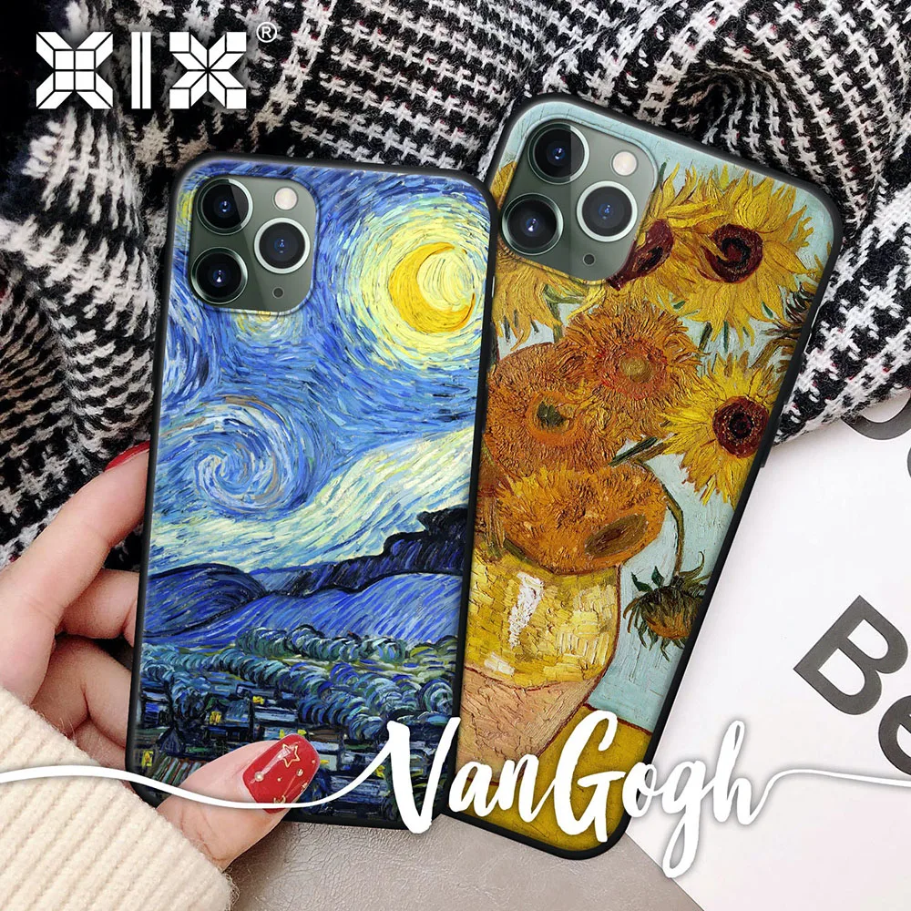 Роскошный мягкий силиконовый чехол XIX для iPhone 12 Pro Max 7 8 Plus X XS XR 11 mini Ван Гог тонкая