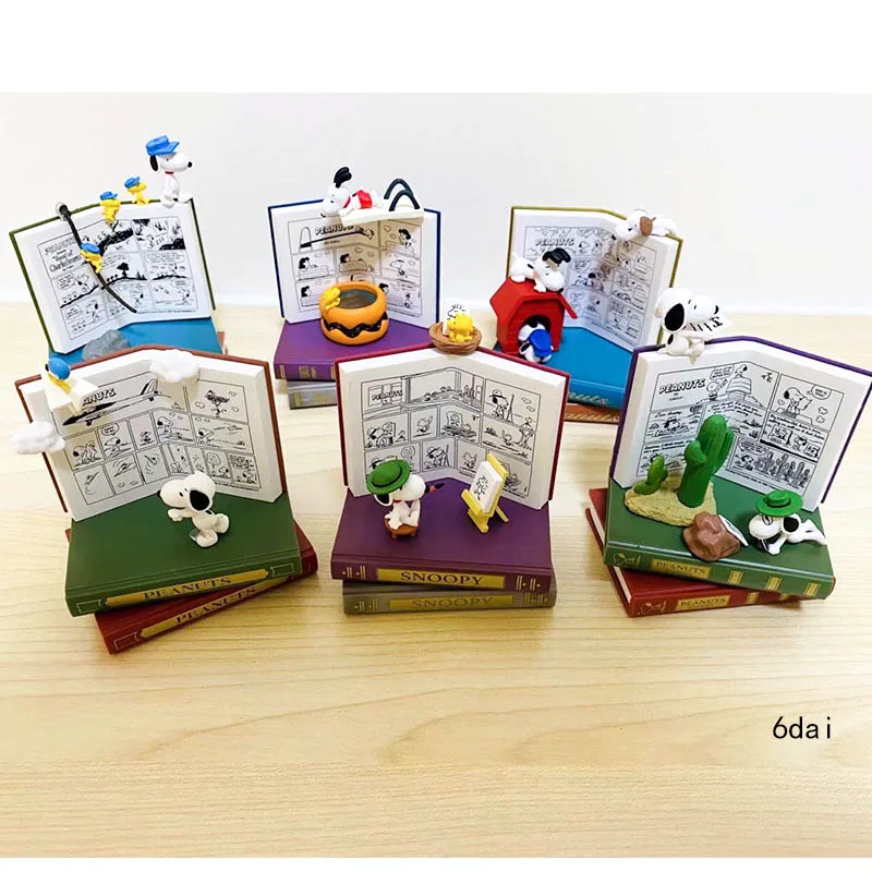 Snoopies Dog Dolls 6pcs/set Cartoon Snoppy Figures Table Ornament Car Decoration Collectibles Children Gifts Toy