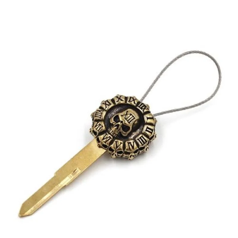 

Brass Thousand-faced Skull Steel Wire Keychain Motorcycle Uncut Blank Key