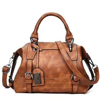 

luxury handbags women retro leisure tote bags designer female PU leather shoulder bag ladies crossbody bag with tophandle Boston