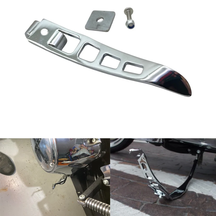 1 Set Chrome Motorcycle Foot Pedal Support Kickstand Stand Extension