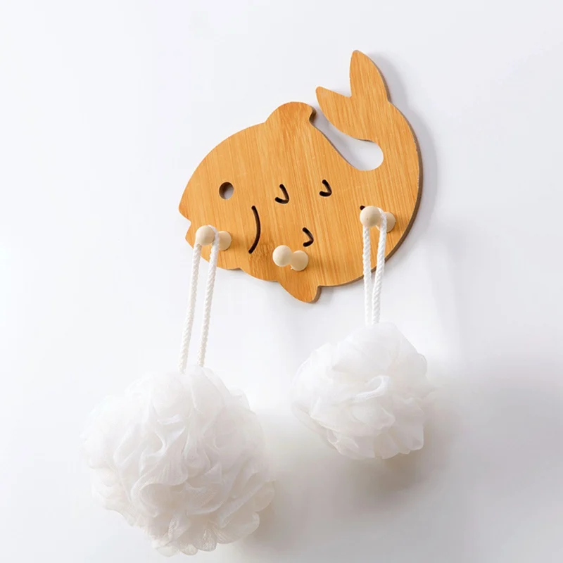 

Wooden Door Hook Seamless Nail-free Rack Cute Animal Letter Shape for Bathroom Hook Hanger Kitchen Wall Hook