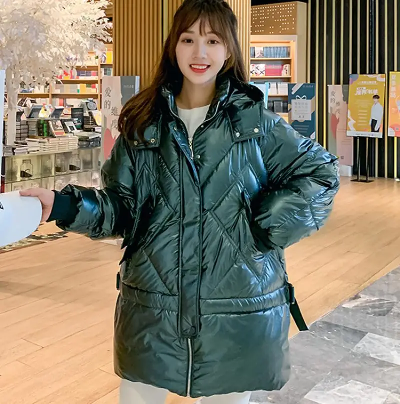 

Fashion With Siamese Cap Women Parkas Coat Unique Loose Thermal Solid Color Womens Warm Oversize parka Coats Winter Female Coats