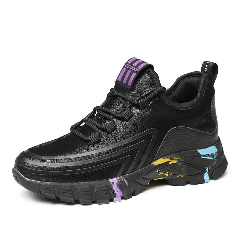 

2020 Fashion Woman Casual Shoes Platform Sneakers Leather Height Increasing 5.5 Cm Breathable Ladies Shoes Tenis Zapatos Purple