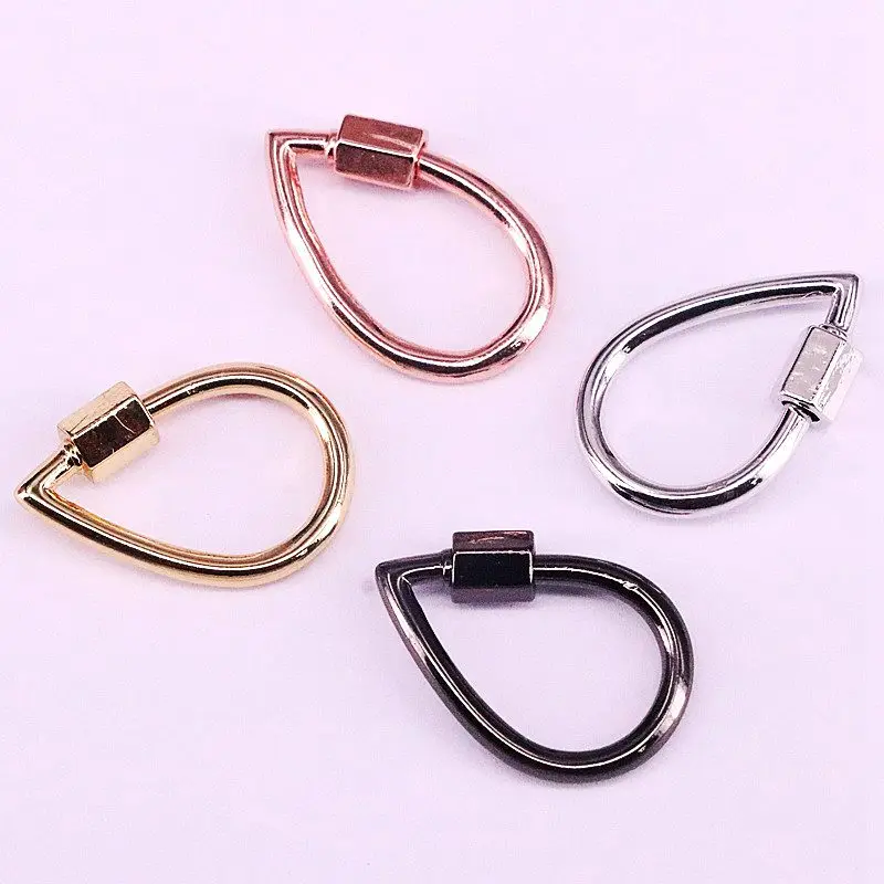 

Wholesale 6Pcs,15*20mm, Drop Shape Screw Clasp, Gold/Silver/Rose Gold/Black Carabiner Clasp