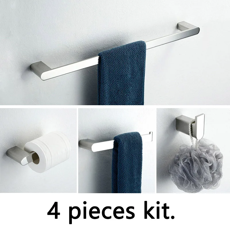 Silvery Mirror Chrome Polished Bathroom Hardware Set Towel Rack Toilet Paper Holder Soap Dish Towel Bar Hook Bathroom Hardware - Цвет: 4 pieces Kit.