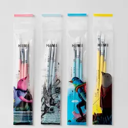 Miya Himi 3pcs Paint Brushes Set for Acrylic Oil Watercolor Face & Body Gouache Painting with Hog Hairs for Kids Artists