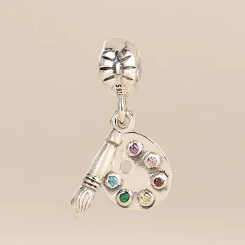 

Free Shipping Authentic 925 Sterling Silver Colorful Art Drawing Board Charm Fit Original Pandora Bracelet For Women DIY Jewelry