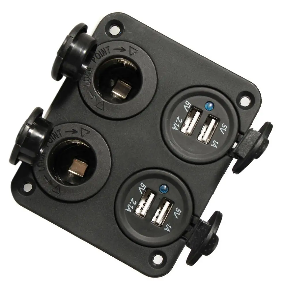 Автомобильный 12-24V двойной USB адаптер зарядное устройство прикуриватель розетки с синий светодиодный индикатор