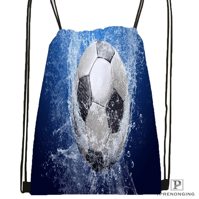 

Custom Soccer Ball Water and Fire Drawstring Backpack Bag Cute Daypack Kids Satchel (Black Back) 31x40cm#180531-01-46