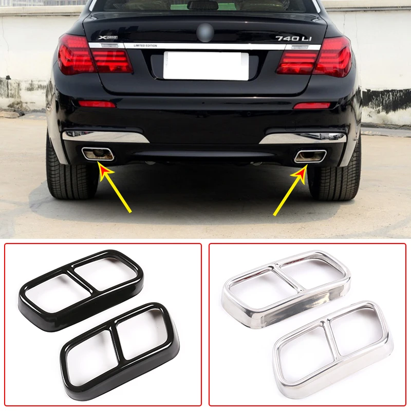 

304 Stainless Steel Car Tail Muffler Exhaust Pipe Output Cover Trim For BMW 7 Series F01 2009-2014 Auto Exterior Accessories