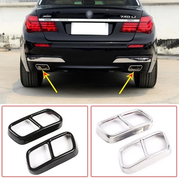 

304 Stainless Steel Car Tail Muffler Exhaust Pipe Output Cover Trim For BMW 7 Series F01 2009-2014 Auto Exterior Accessories