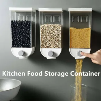 

Oatmeal Wall Mounted Container Kitchen Organization Accessories 1000/1500ml Kitchen Food Storage Container Cereal Dispenser