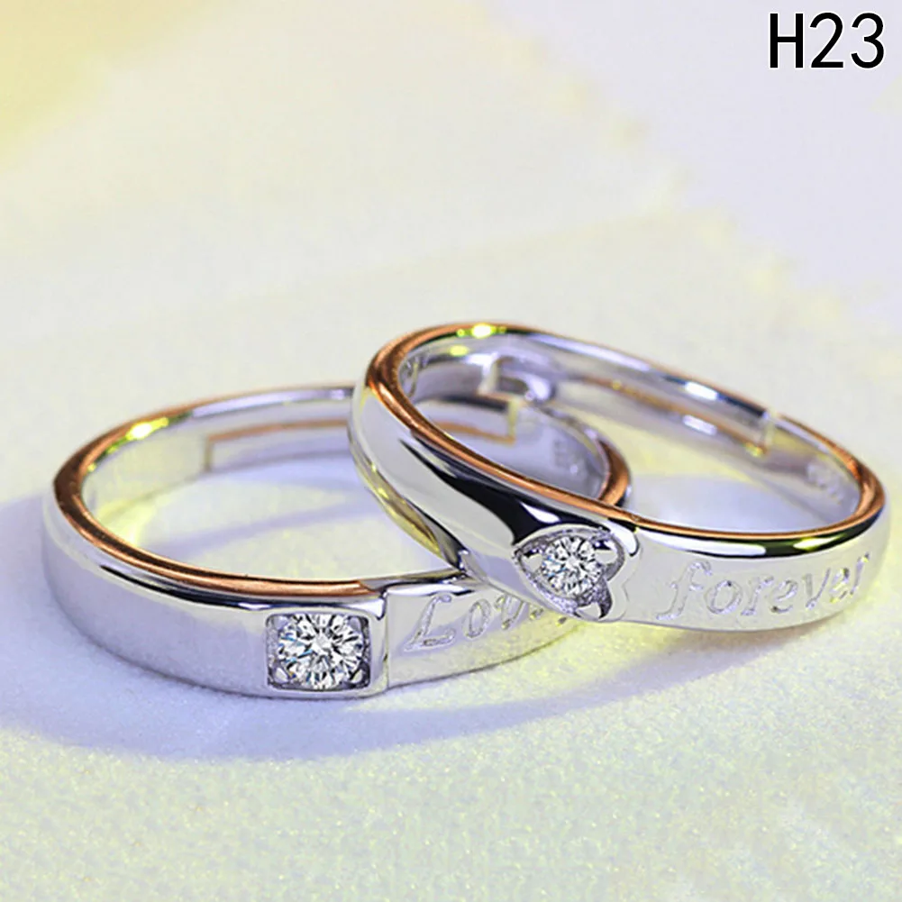 Fine Resizeable lovers' Ring Wedding Ring Couple Pair Set Ring For Men Women Lover Wedding Party Classic Jewelry