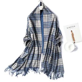 

Luxury Plaid Women Winter Scarf Cashmere Pashmina Thick Warm Blanket Female Tassel Scarves Lady Shawls and Wraps Bandana