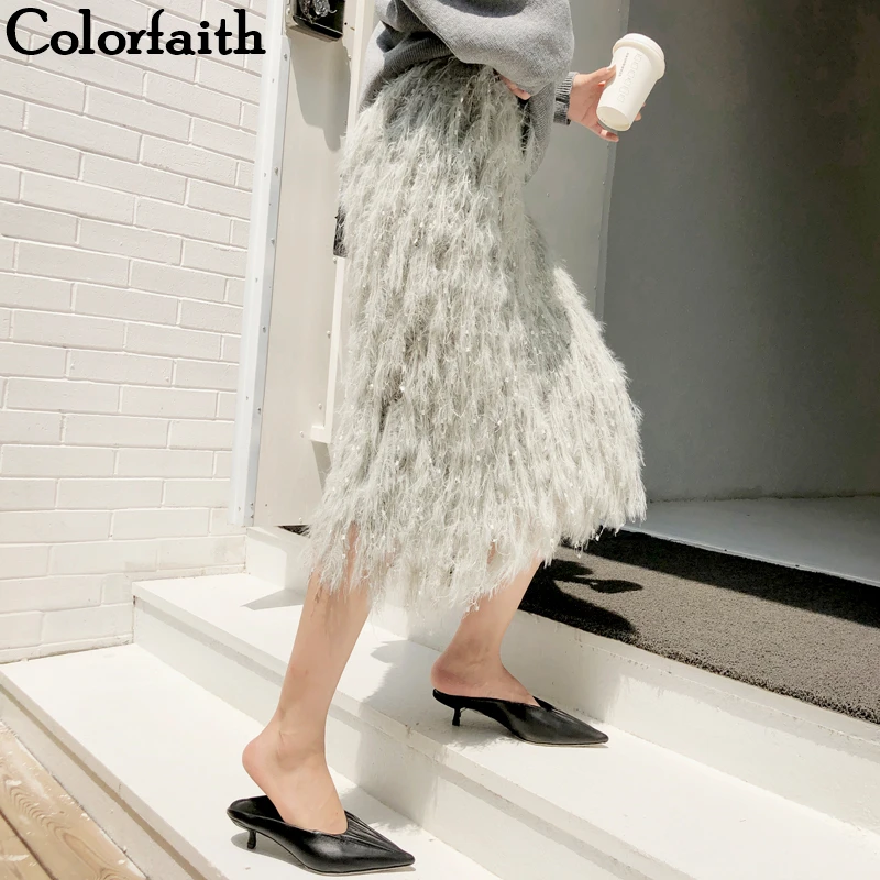Женская юбка средней длины Colorfaith элегантная до середины икры в Корейском стиле с