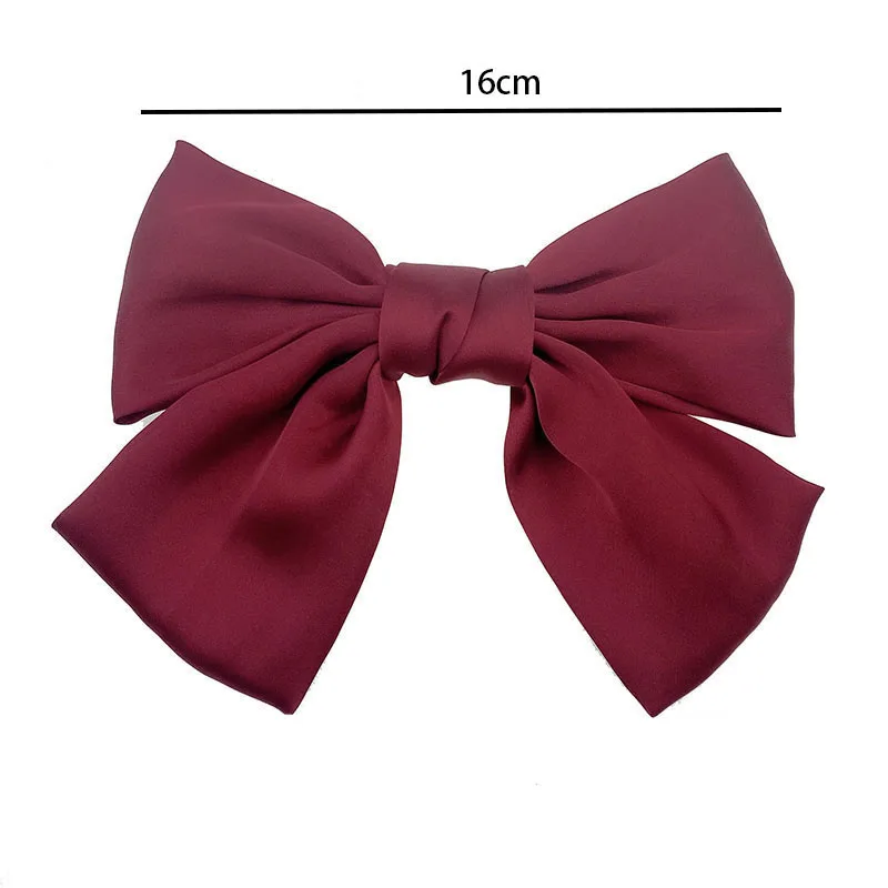 New Oversized Bow Knot Hairgrips Satin Barrette Girl Hair Clip Ponytail Women Elegant Headwear Hairpins Hair Red Black Accessory hair clips for thick hair