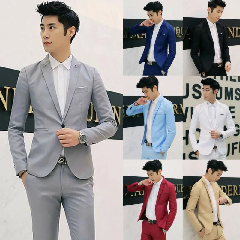 Hot Fashion Men Classic Formal Business Suit Blazer Slim Fit Casual Coat Jacket