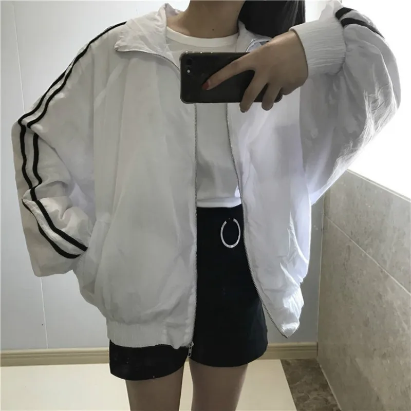 Promo  SVOKOR Casual Thin Sports Jacket Loose Zip Cardigan Women Korean Version Harajuku Short Paragraph J