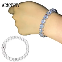 ARMNVNV CZ Iced Out 8 мм Циркон Теннисный браслет для хип-хоп мужчин однорядные циркония ювелирные изделия подарки