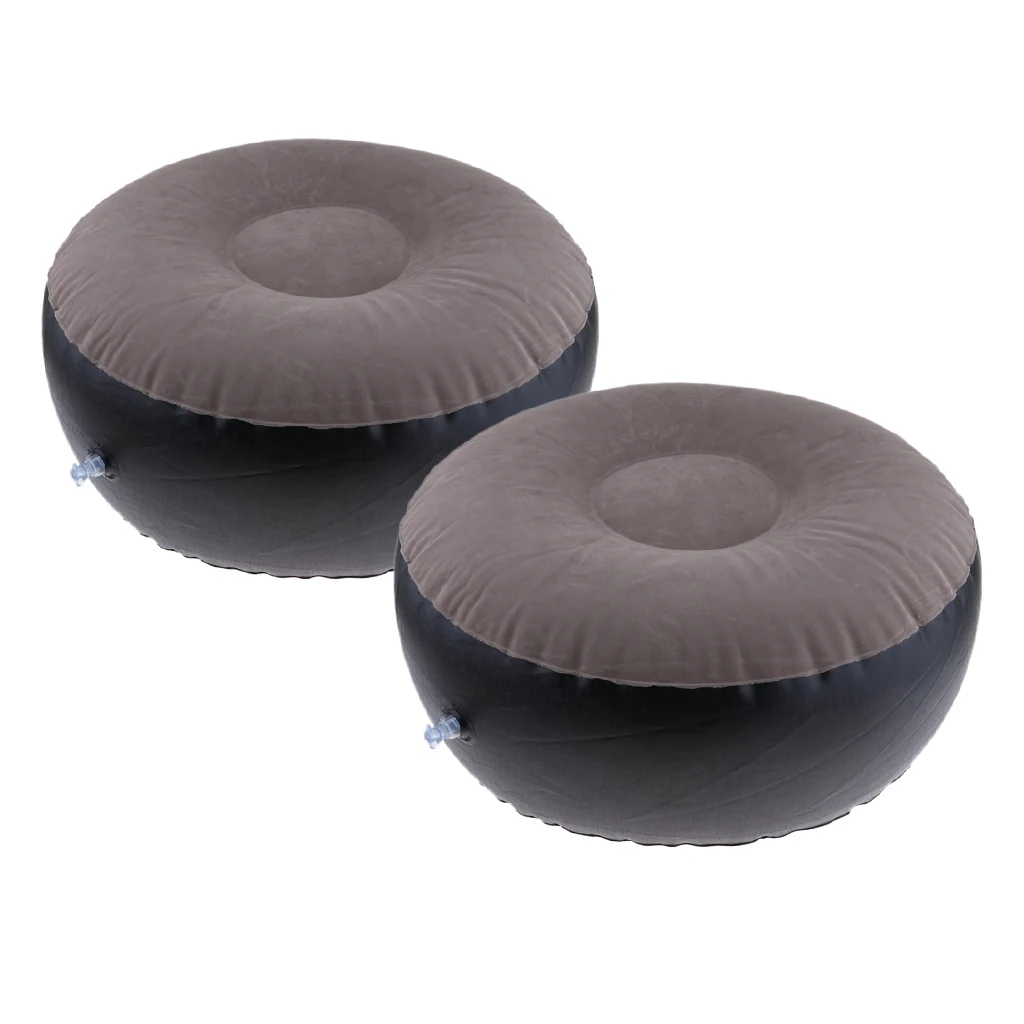 2 Pieces Inflatable Stool Ottomans, Folding and Portable, Foot Rest Sofa Air Chair for Patio Garden Camping Yard
