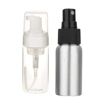 

1Pcs Aluminum Pump Spray Mist Bottle Dispenser Silver & 1Pcs 100Ml Empty Foam Pump Bottle Liquid Dispenser with Cap